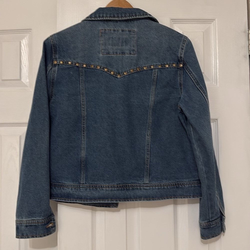 NWOT Women's Studded Cotton Cargo Denim Jacket Size XS - Picture 7 of 7
